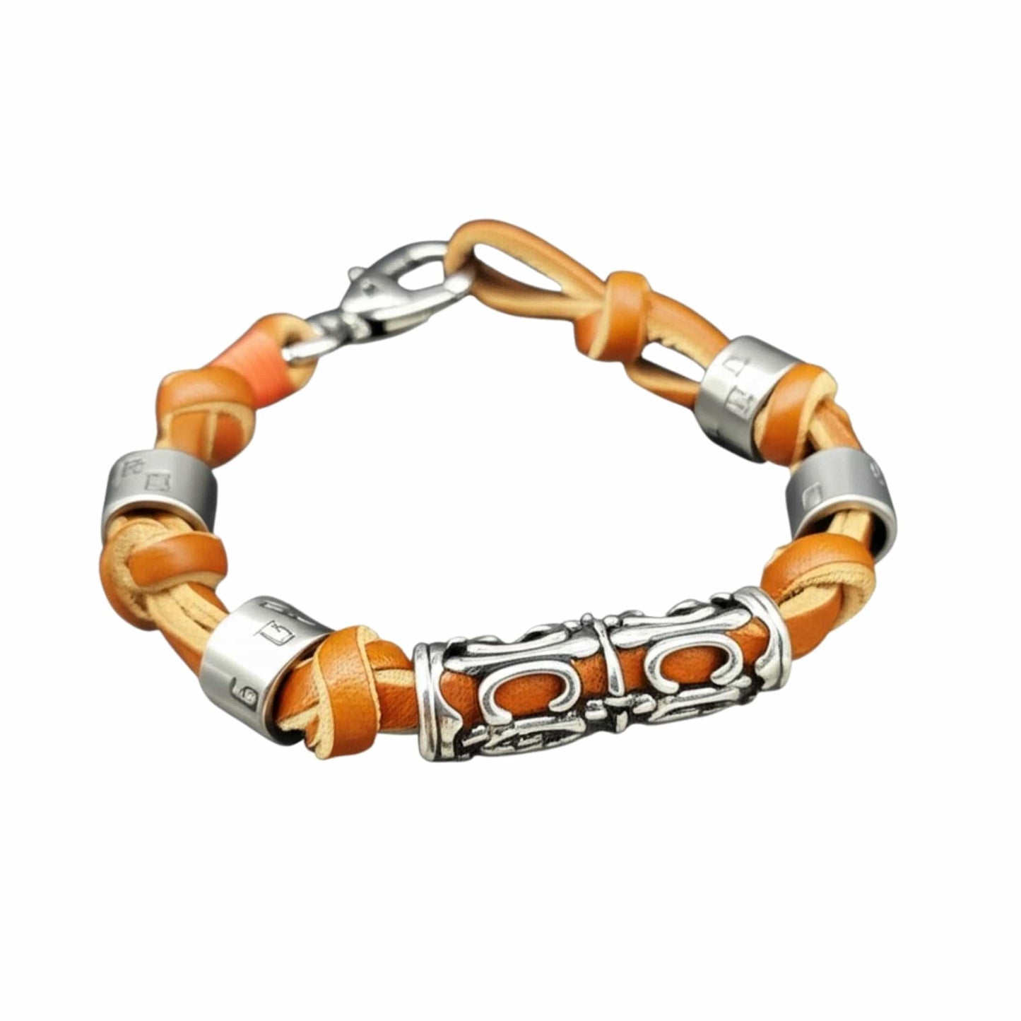 THE MEN THING Leather Bracelet ELYON - Genuine Leather Braided Bracelet with Lobster Clasp for Men & Boys (8 inch)