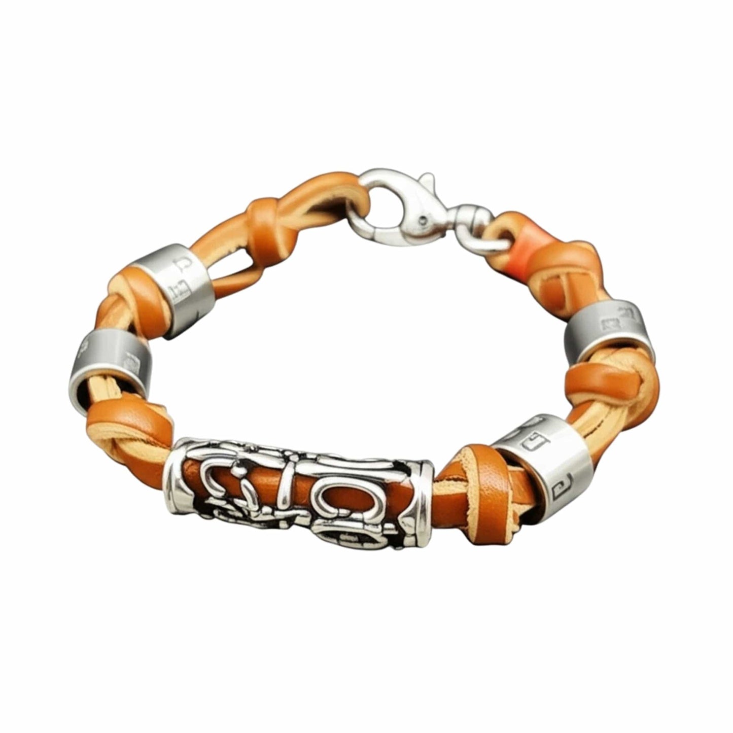 THE MEN THING Leather Bracelet ELYON - Genuine Leather Braided Bracelet with Lobster Clasp for Men & Boys (8 inch)