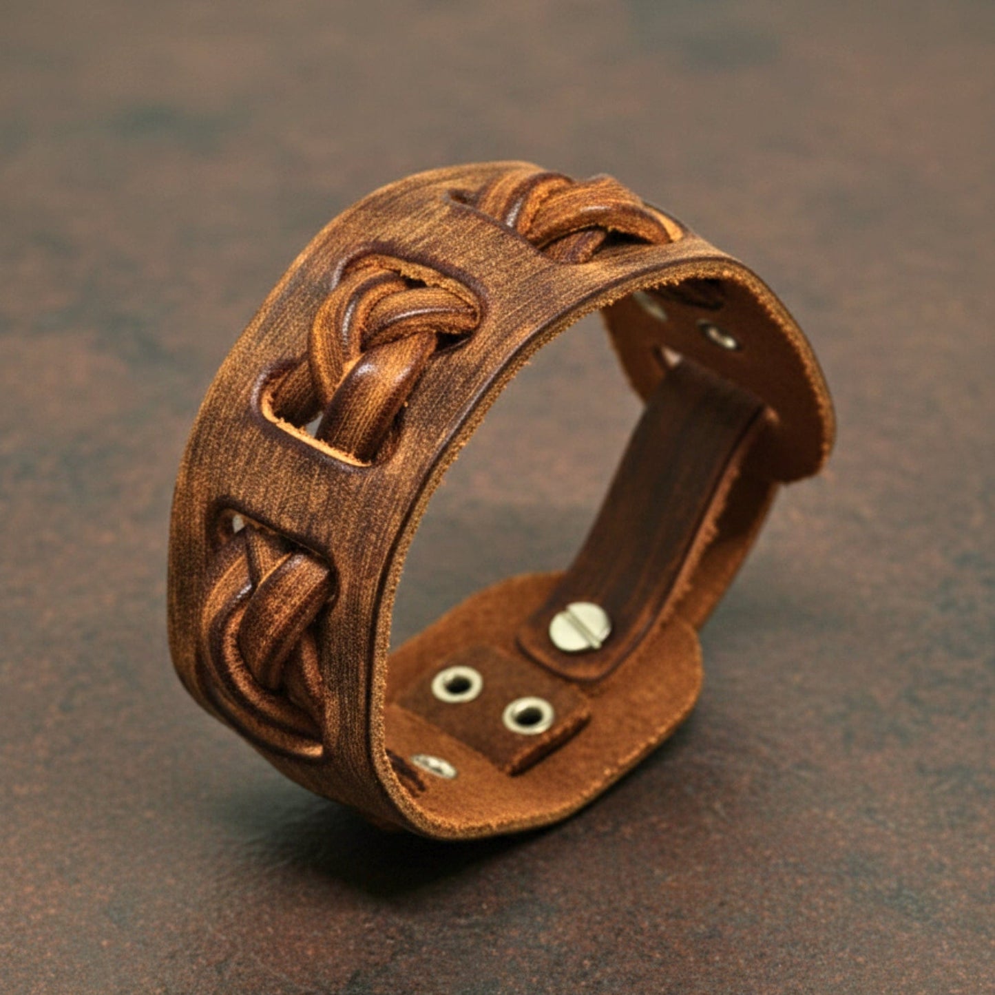 THE MEN THING Leather Bracelet FRONTIER CUFF - 32mm Genuine Leather Adjustable Bracelet for Men & Boys (7 inch)