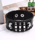 THE MEN THING Leather Bracelet HELLBOUND WARRIOR BLACK BAND - Genuine Braided Leather Bracelet Set for Men & Boys (8 inch)