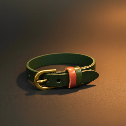 THE MEN THING Leather Bracelet MOSSTRAIL STRAP - 10mm Genuine Leather Adjustable Bracelet for Men & Boys (9 inch)