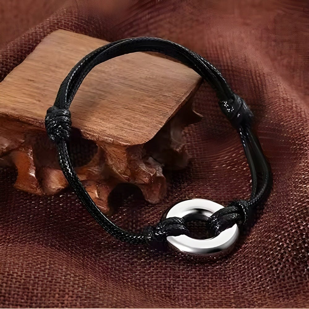 THE MEN THING Leather Bracelet OMEN LINK - Pure Stainless Steel Alloy Adjustable Bracelet for Men & Boys