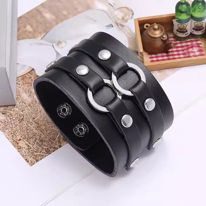 THE MEN THING Leather Bracelet RAGE LOCK - Genuine Braided Leather Bracelet Set for Men & Boys (8 inch)