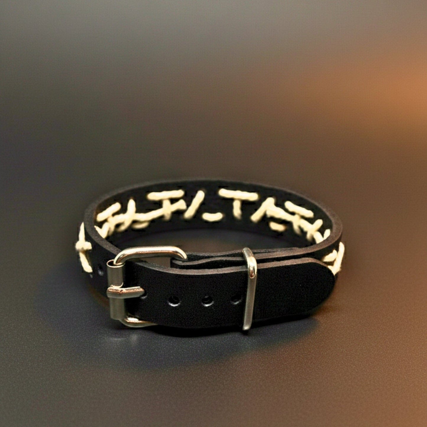 THE MEN THING Leather Bracelet REBEL STITCH - 18mm Genuine Leather Adjustable Bracelet for Men & Boys (9 inch)