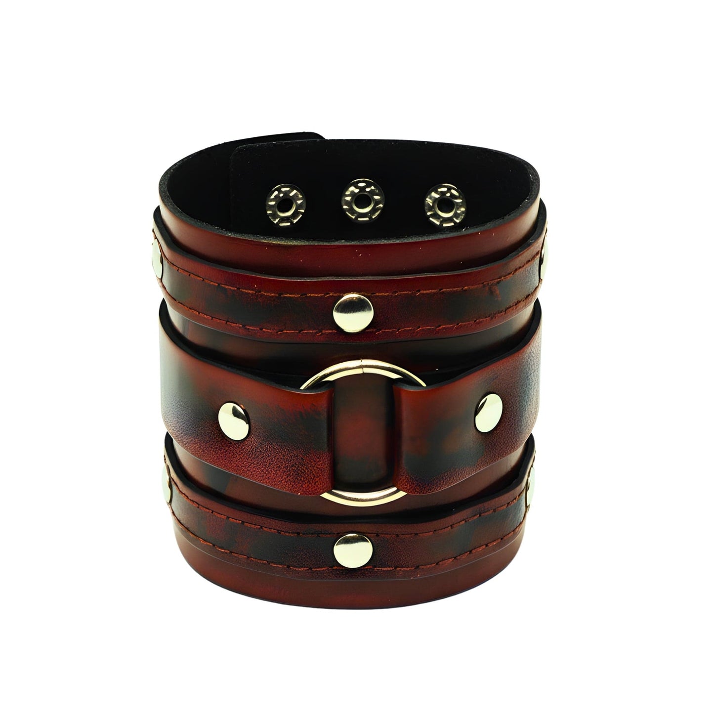 THE MEN THING Leather Bracelet VINTAGE REBEL - 70.8mm Brown Genuine Leather Adjustable Bracelet for Men & Boys (7.5-8.5-9 inch)