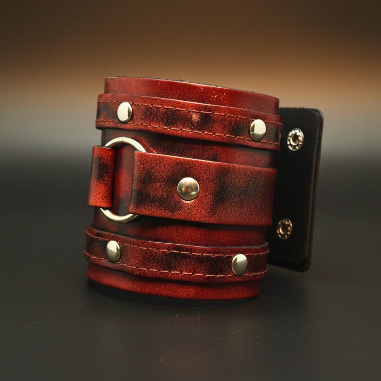 THE MEN THING Leather Bracelet VINTAGE REBEL - 70.8mm Brown Genuine Leather Adjustable Bracelet for Men & Boys (7.5-8.5-9 inch)