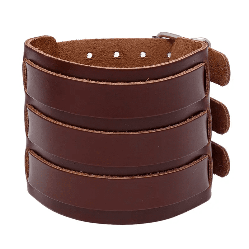 THE MEN THING Leather Bracelet WRAITHBINDER BROWN - Genuine Braided Leather Bracelet Set for Men & Boys (8inch)