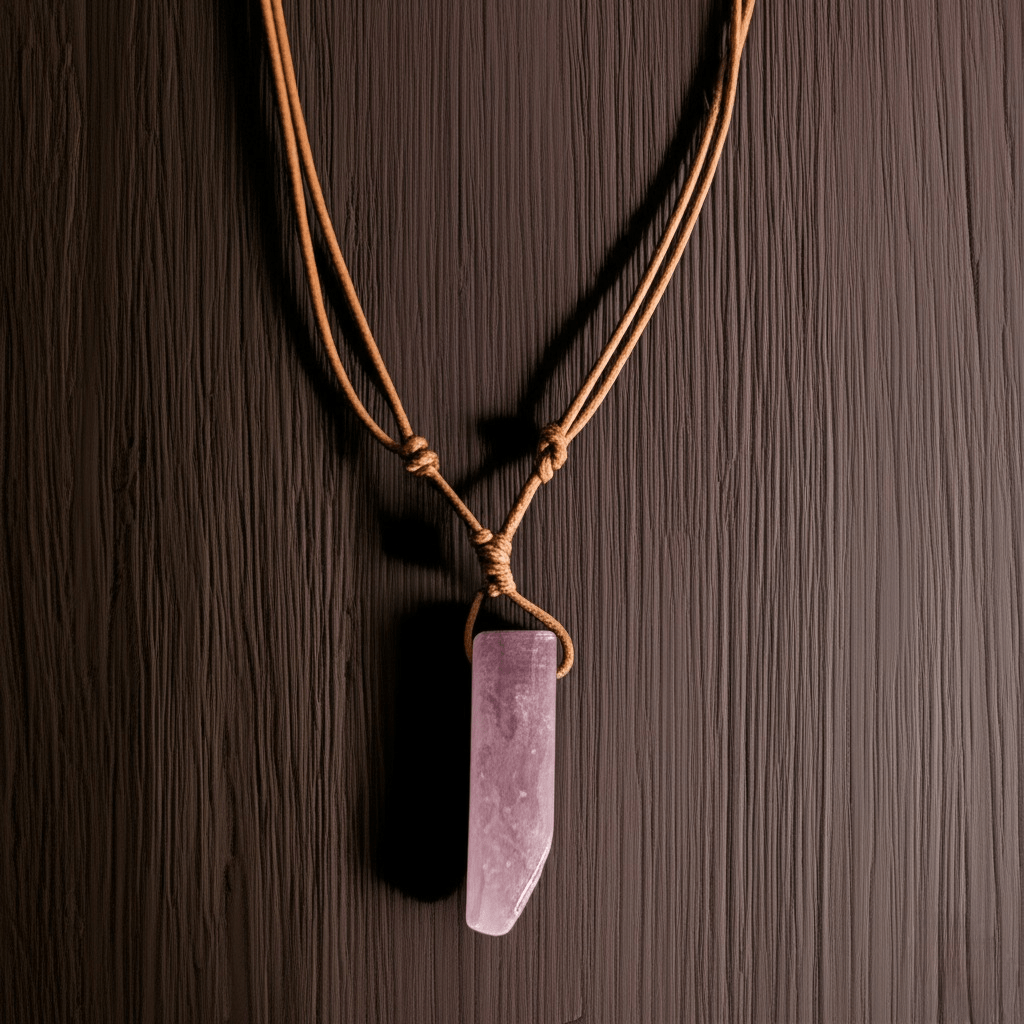 THE MEN THING Leather Necklace AIKO CRYSTAL PENDANT - Natural Crystal Pendant with Adjustable Pure Leather Cord Necklace for Men & Boys