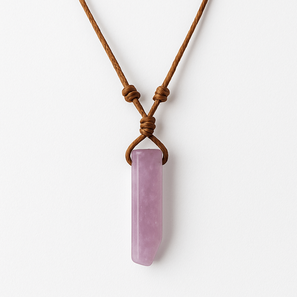 THE MEN THING Leather Necklace AIKO CRYSTAL PENDANT - Natural Crystal Pendant with Adjustable Pure Leather Cord Necklace for Men & Boys