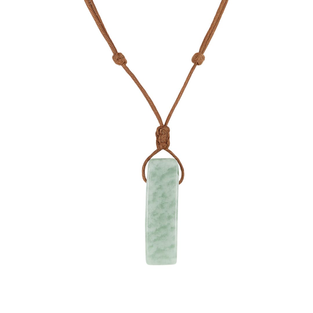 THE MEN THING Leather Necklace AMAZONITE AURA - Natural Crystal Pendant with Adjustable Pure Leather Cord Necklace for Men & Boys