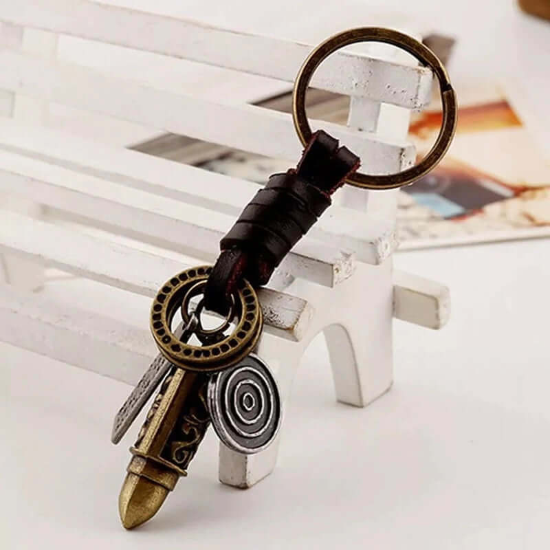 THE MEN THING Leather Necklace ANYTHING FOR YOU BROWN - Vintage Alloy Gold Bullet Pendant with Adjustable Pure Leather Cord Necklace for Men & Boys