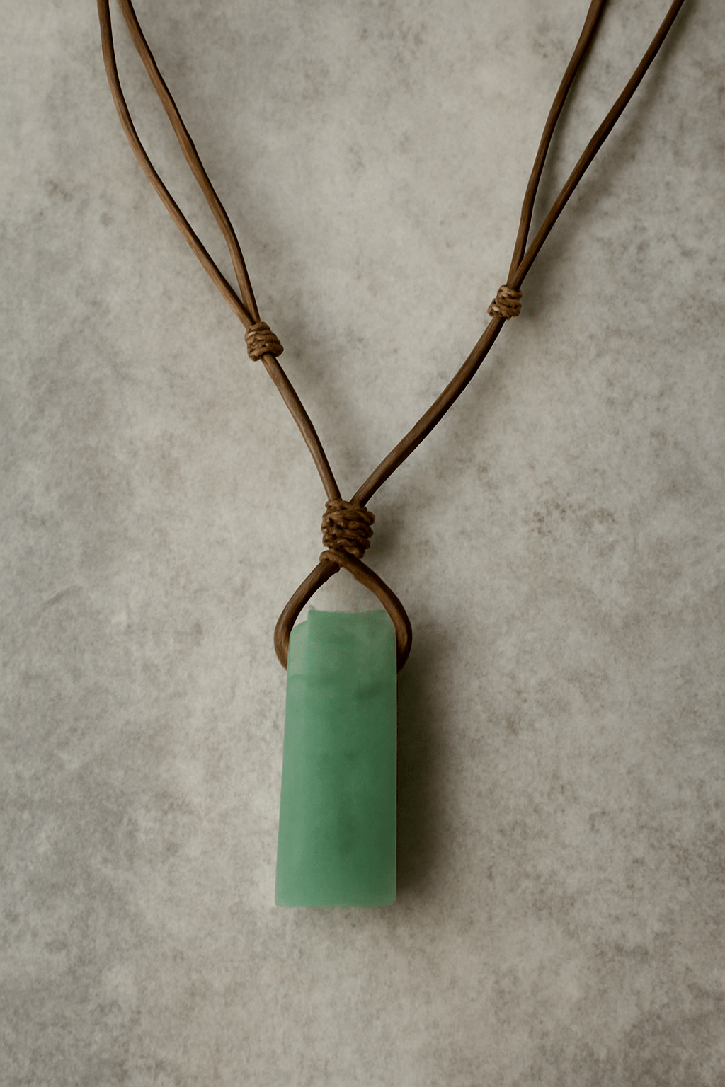 THE MEN THING Leather Necklace AVENTURINE MIRAGE - Natural Crystal Pendant with Adjustable Pure Leather Cord Necklace for Men & Boys