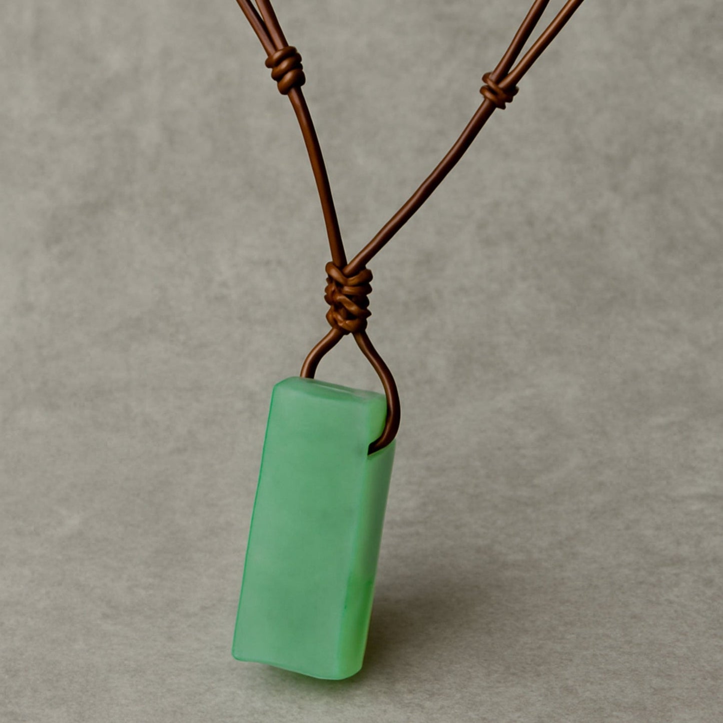 THE MEN THING Leather Necklace AVENTURINE MIRAGE - Natural Crystal Pendant with Adjustable Pure Leather Cord Necklace for Men & Boys