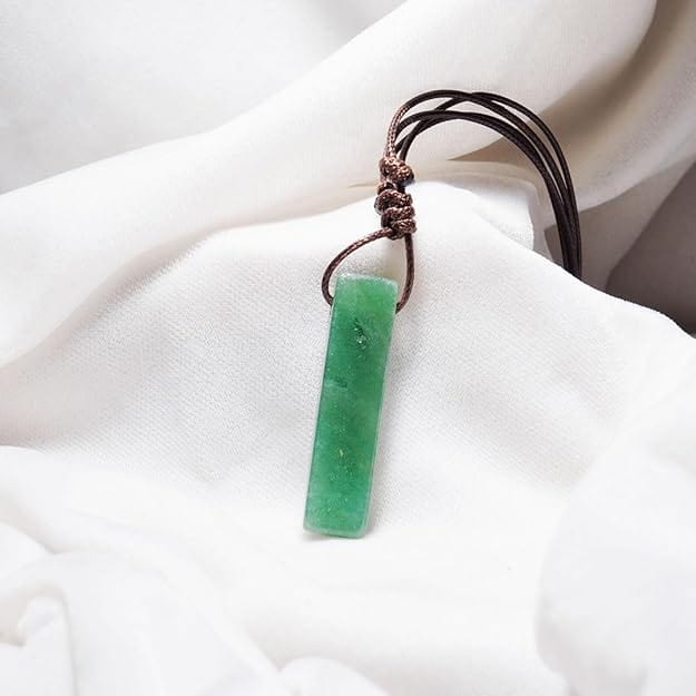 THE MEN THING Leather Necklace AVENTURINE MIRAGE - Natural Crystal Pendant with Adjustable Pure Leather Cord Necklace for Men & Boys