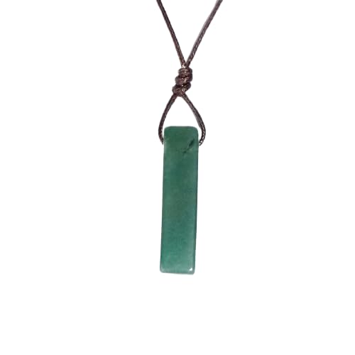 THE MEN THING Leather Necklace AVENTURINE MIRAGE - Natural Crystal Pendant with Adjustable Pure Leather Cord Necklace for Men & Boys