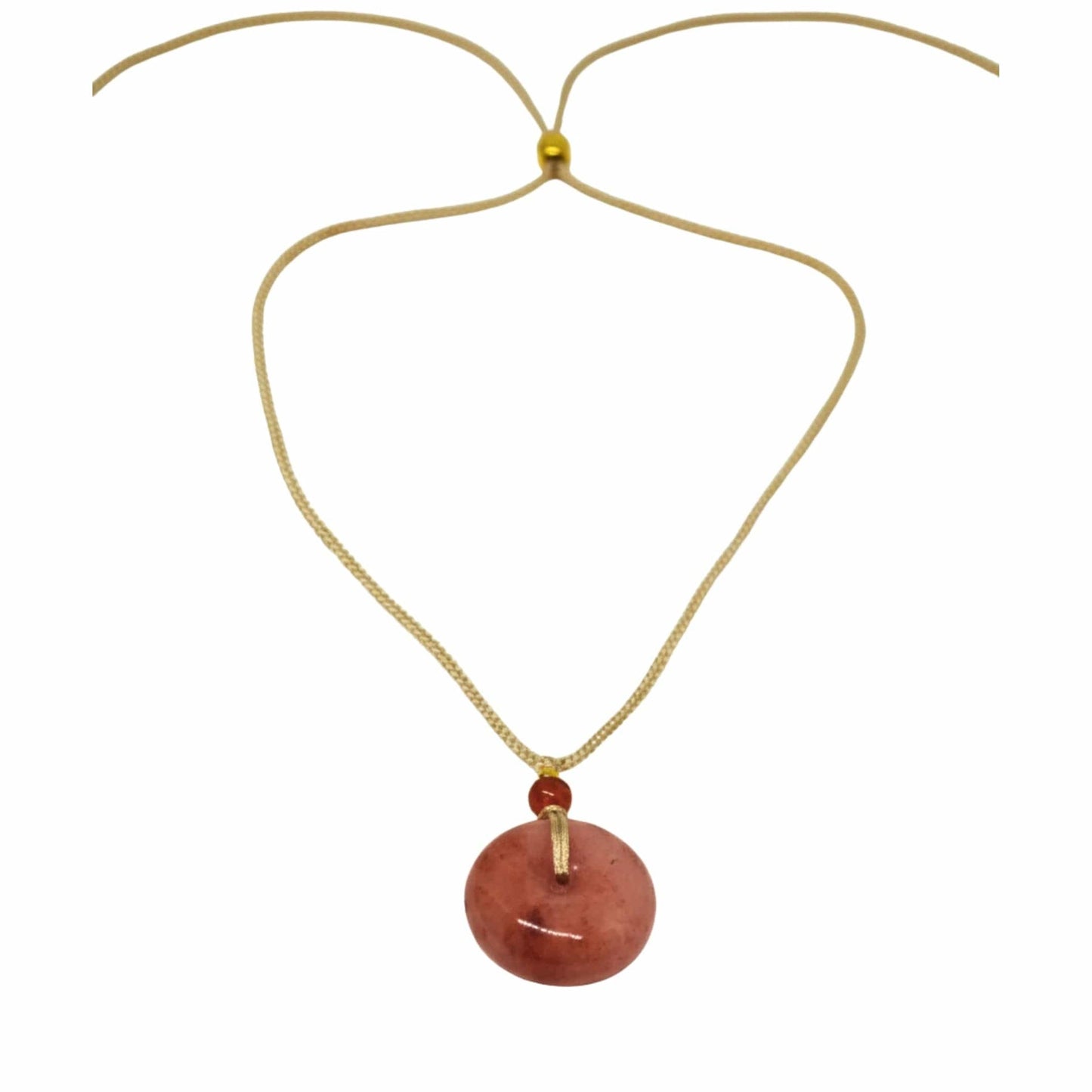 THE MEN THING Leather Necklace BLUSHSTONE AMULET – 1-Inch Natural Crystal Pendant with Adjustable Rope for Men & Boys