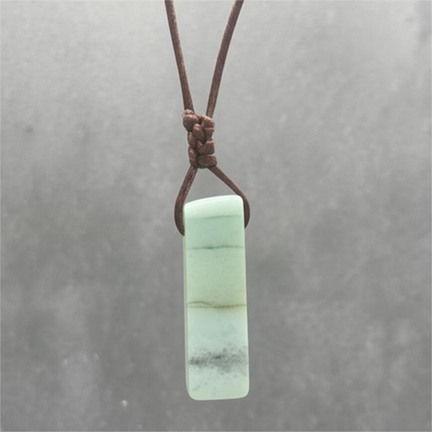 THE MEN THING Leather Necklace CARIBBEAN CALCITE - Natural Crystal Unshaped Pendant with Adjustable Rope Chain for Men and Boys