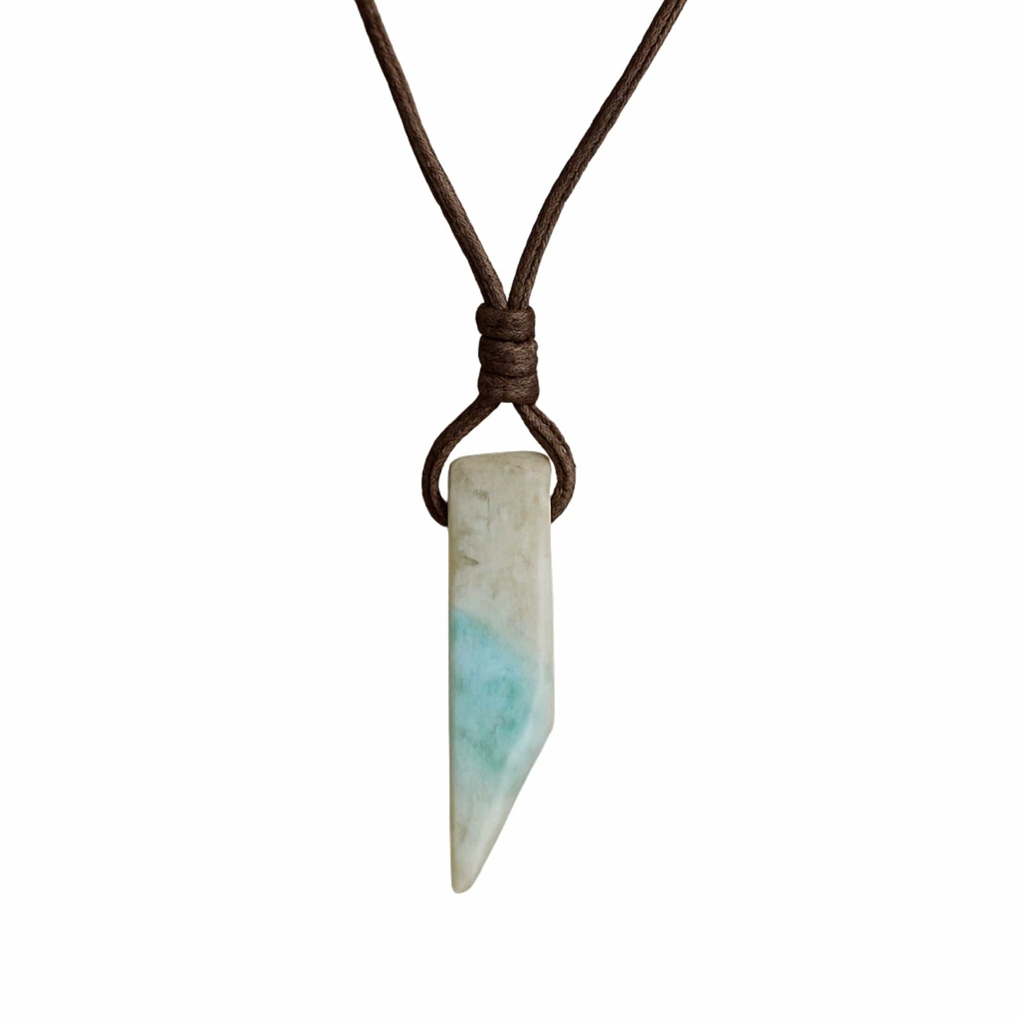 THE MEN THING Leather Necklace CARIBBEAN CALCITE - Natural Crystal Unshaped Pendant with Adjustable Rope Chain for Men and Boys