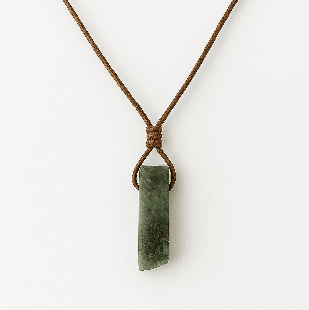 THE MEN THING Leather Necklace ELARIC LABRADORITE - Natural Crystal Pendant with Adjustable Pure Leather Cord Necklace for Men & Boys