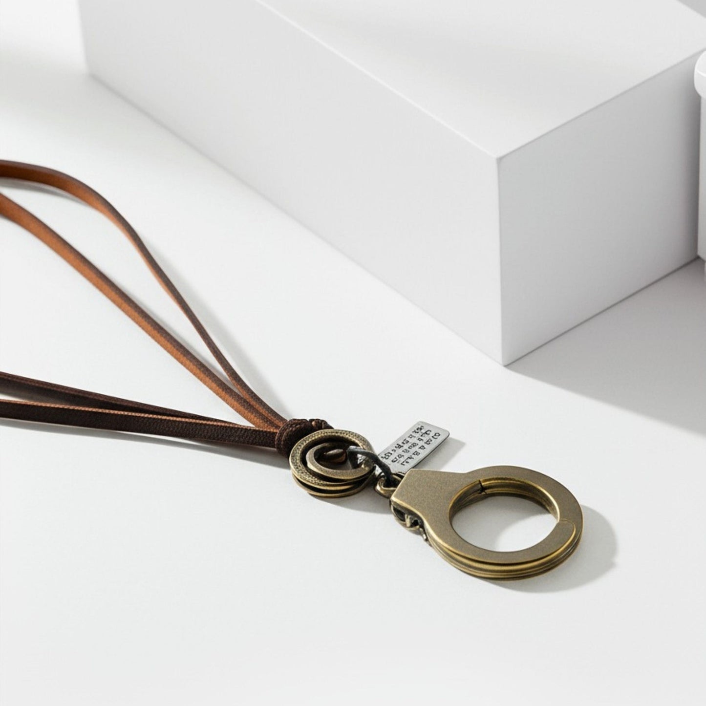 THE MEN THING Leather Necklace FREEDOM HANDCUFFS - Titanium Steel Pendant with Adjustable Rope Chain for Men & Boys