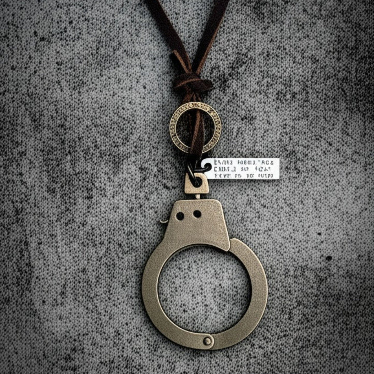 THE MEN THING Leather Necklace FREEDOM HANDCUFFS - Titanium Steel Pendant with Adjustable Rope Chain for Men & Boys