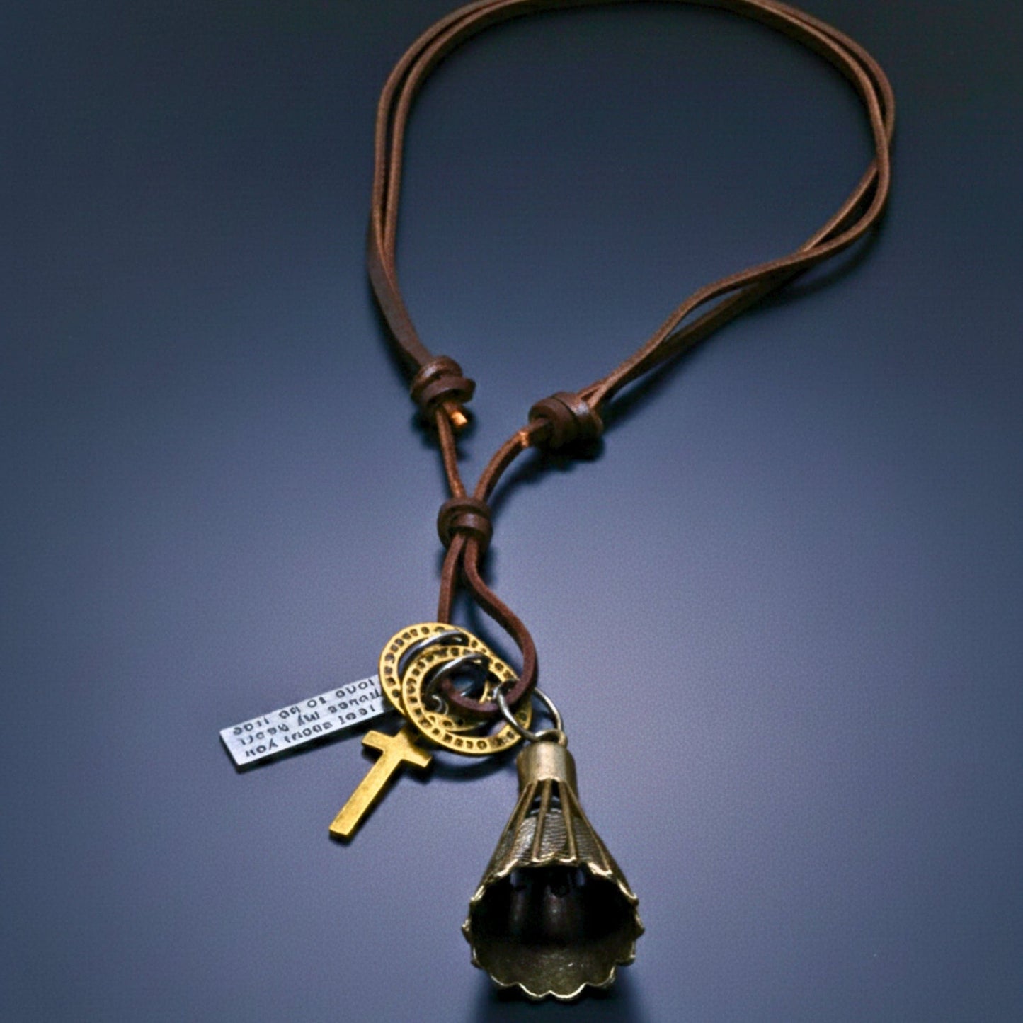 THE MEN THING Leather Necklace FREEDOM SHUTTLE – 1.5-Inch Pure Stainless Steel Pendant with Adjustable Leather Rope for Men & Boys