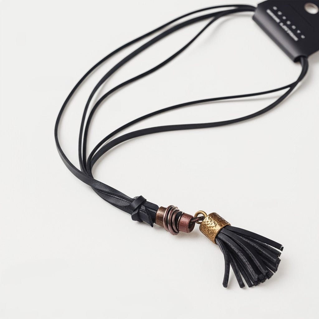 THE MEN THING Leather Necklace GRIT TASSEL - Leather Necklace for Men - Adjustable Pure Leather Cord Necklace for Men & Boys