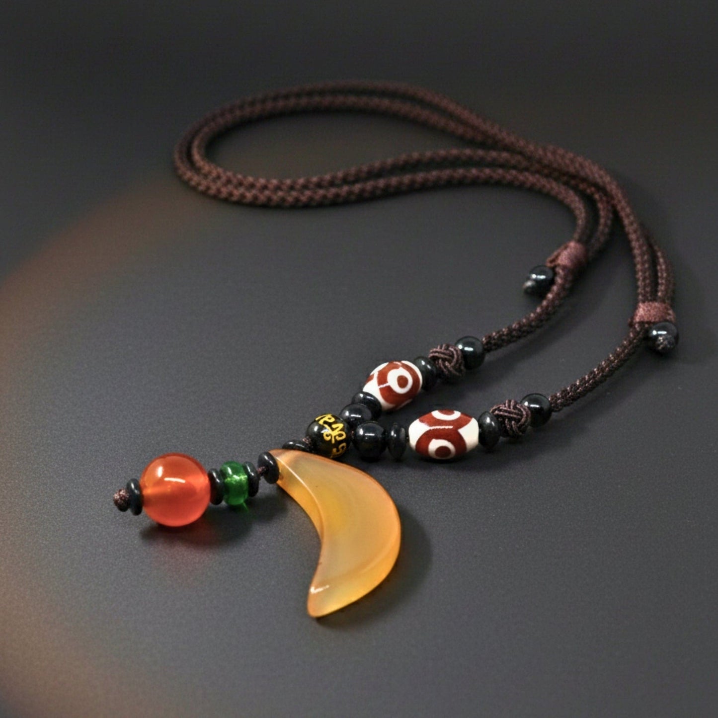 THE MEN THING Leather Necklace GUARDIAN FANG – 1.8-Inch Natural Crystal Pendant with Adjustable Leather Rope for Men & Boys