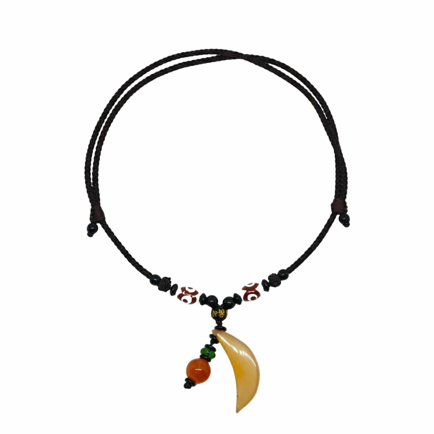 THE MEN THING Leather Necklace GUARDIAN FANG – 1.8-Inch Natural Crystal Pendant with Adjustable Leather Rope for Men & Boys
