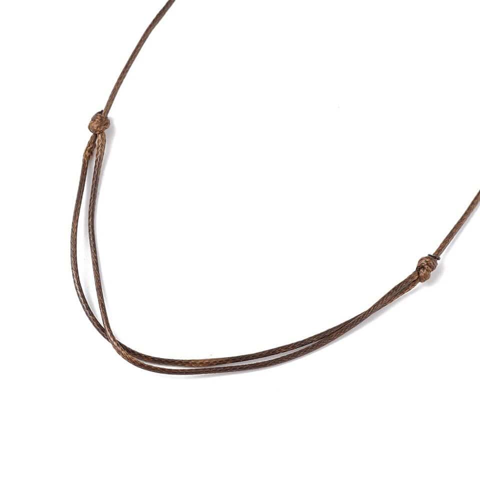 THE MEN THING Leather Necklace GYPSUM - Natural Crystal Unshaped Pendant with Adjustable Rope Chain for Men and Boys
