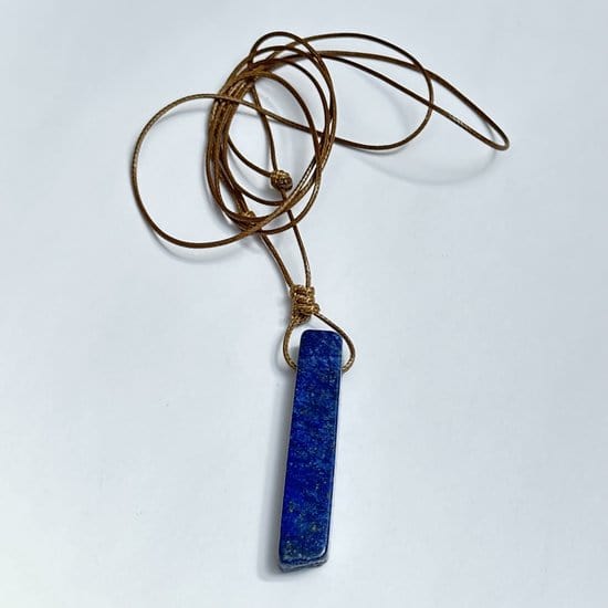 THE MEN THING Leather Necklace LAPIS LAZULI - Natural Crystal Unshaped Pendant with Adjustable Rope Chain for Men and Boys