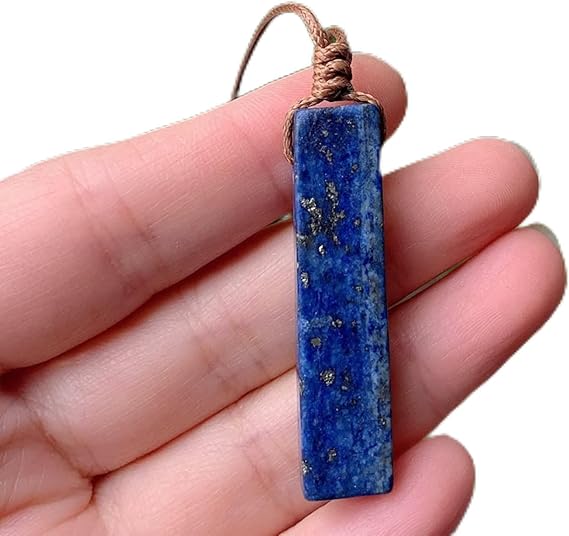THE MEN THING Leather Necklace LAPIS LAZULI - Natural Crystal Unshaped Pendant with Adjustable Rope Chain for Men and Boys