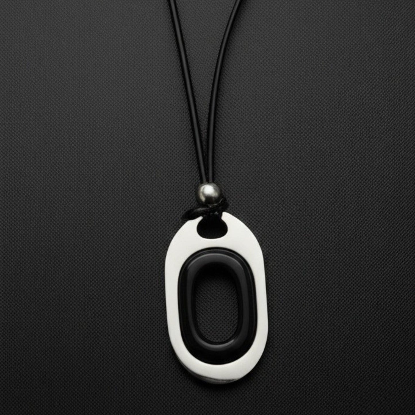 THE MEN THING Leather Necklace OBLIVION LOOP - Titanium Steel Pendant with Adjustable Rope Chain for Men & Boys