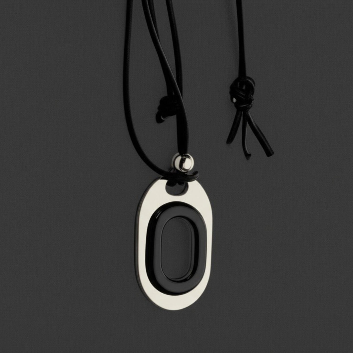 THE MEN THING Leather Necklace OBLIVION LOOP - Titanium Steel Pendant with Adjustable Rope Chain for Men & Boys