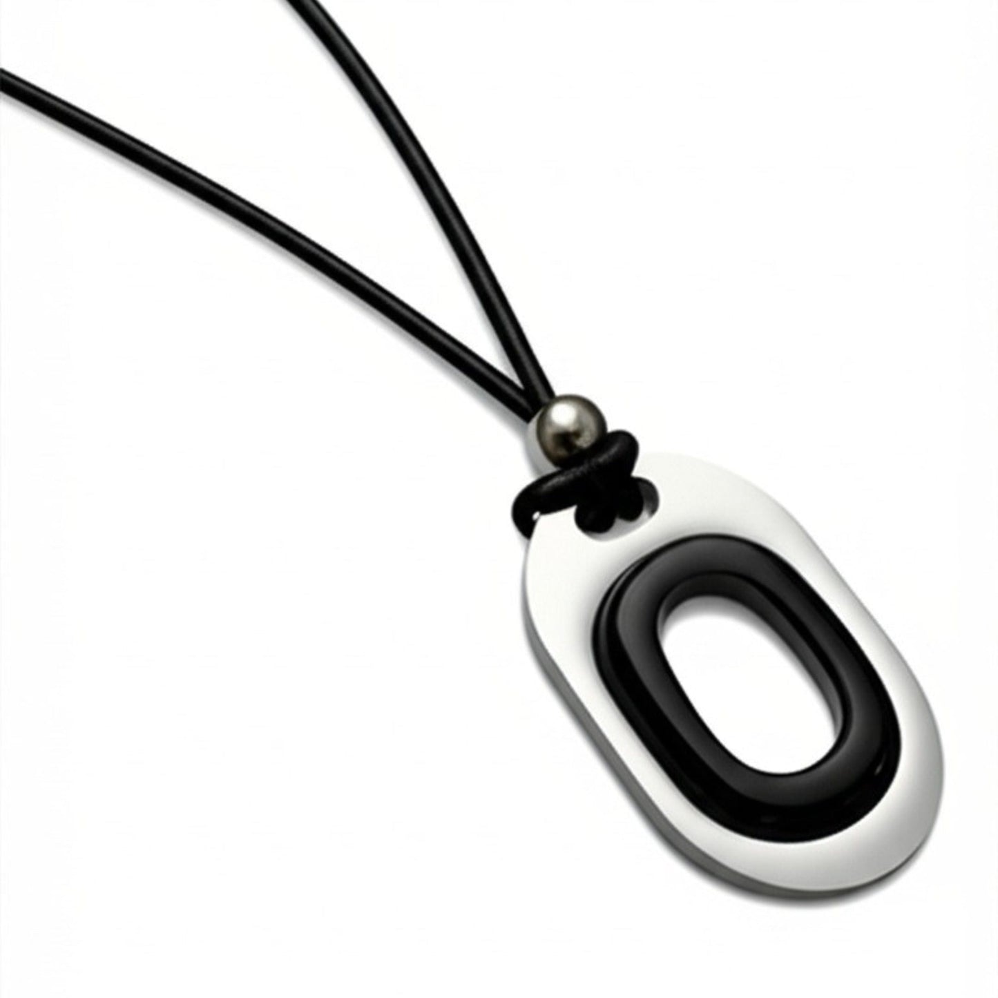 THE MEN THING Leather Necklace OBLIVION LOOP - Titanium Steel Pendant with Adjustable Rope Chain for Men & Boys