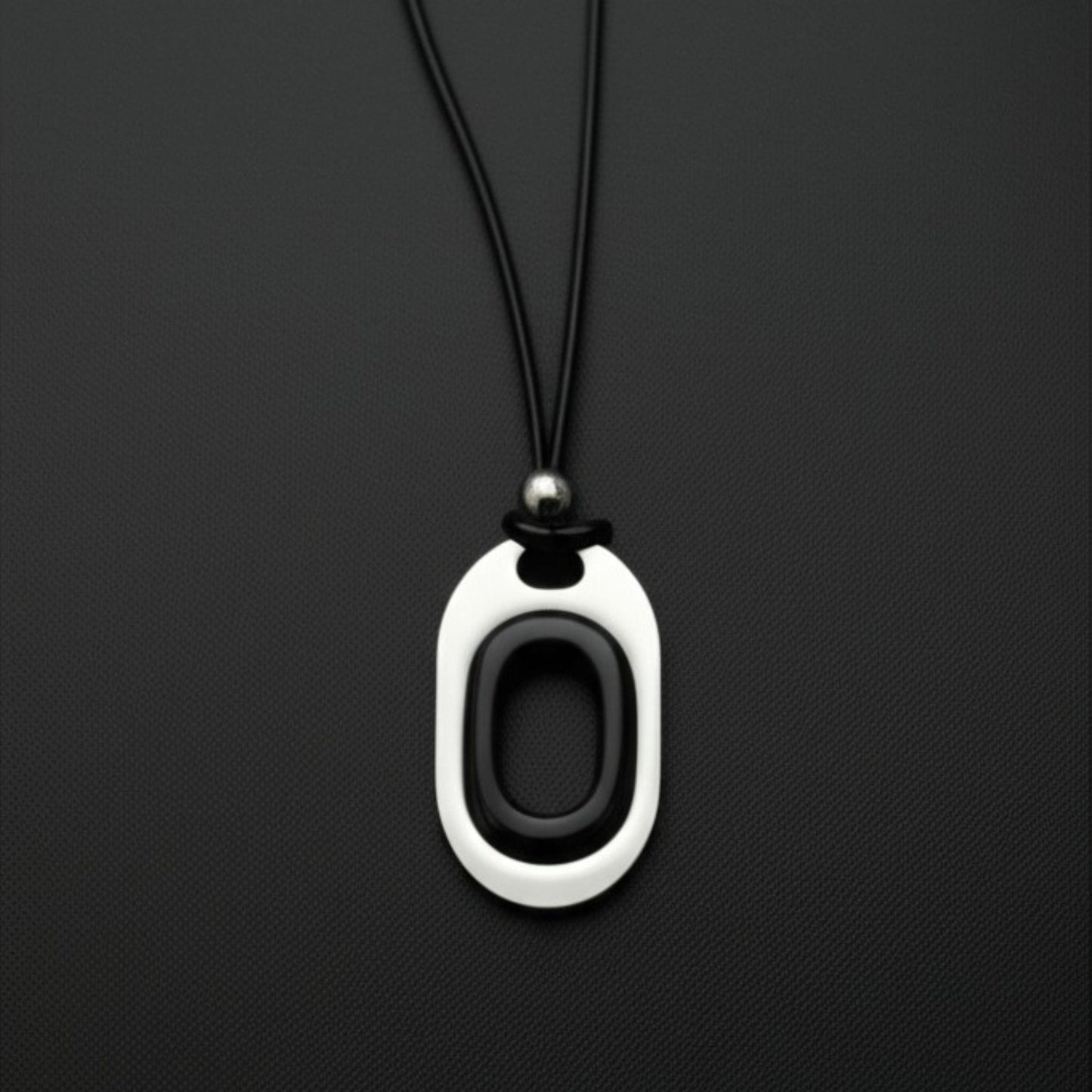 THE MEN THING Leather Necklace OBLIVION LOOP - Titanium Steel Pendant with Adjustable Rope Chain for Men & Boys