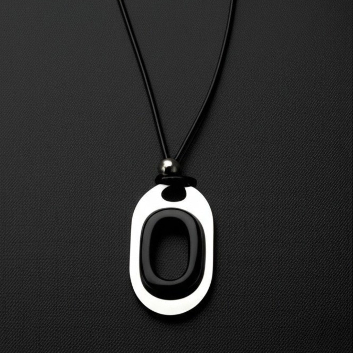 THE MEN THING Leather Necklace OBLIVION LOOP - Titanium Steel Pendant with Adjustable Rope Chain for Men & Boys