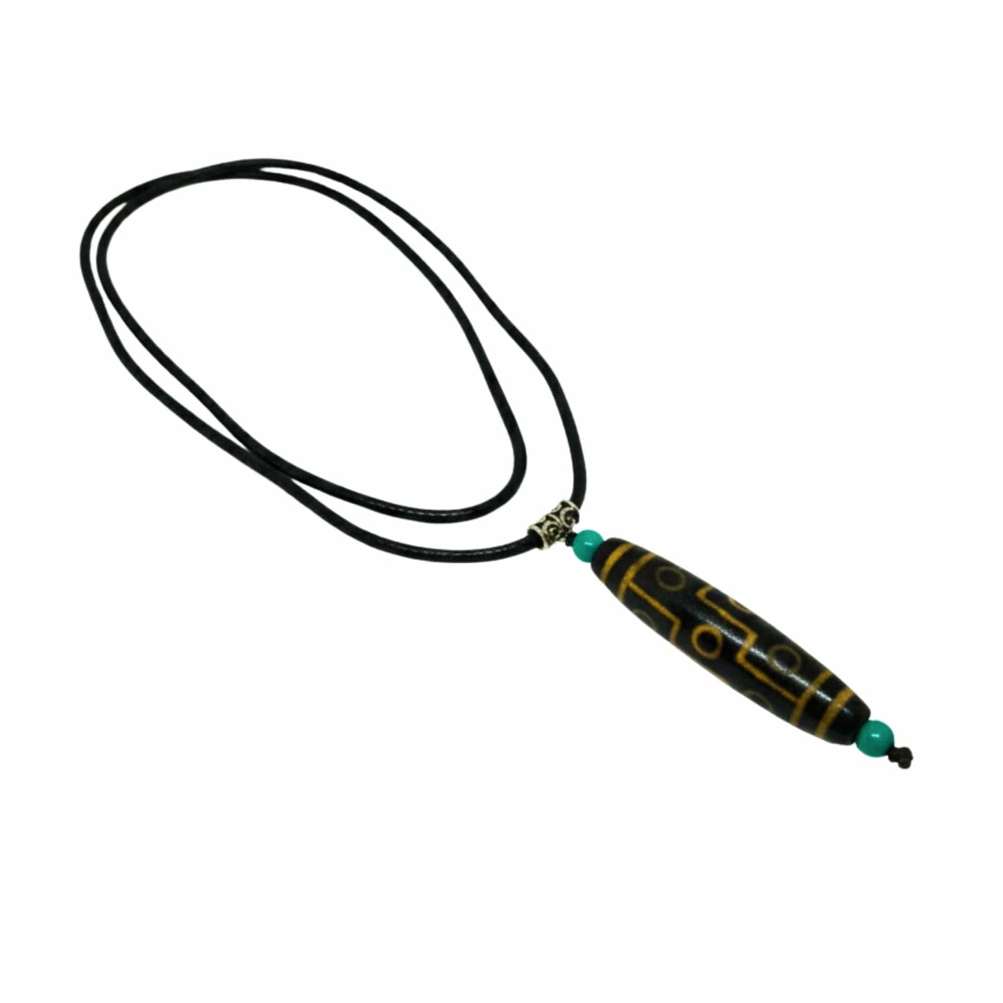 THE MEN THING Leather Necklace OBSIDIAN CIRCUIT – 3-Inch Natural Crystal Pendant with 28-Inch Leather Rope for Men & Boys
