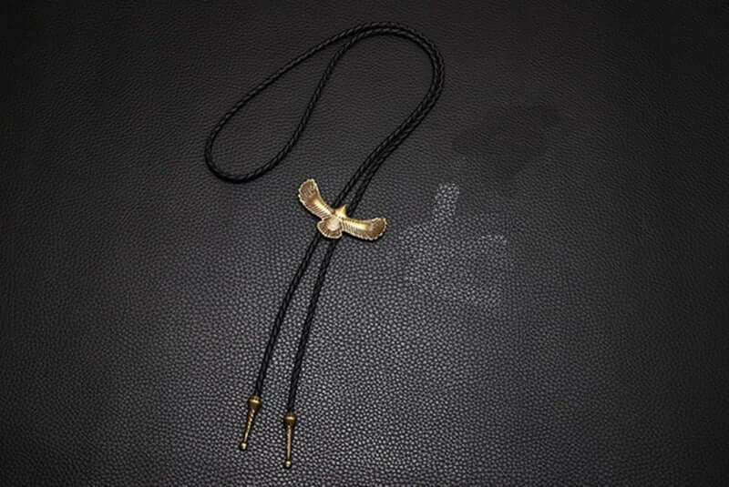 THE MEN THING Leather Necklace SOARING FALCON - Retro Alloy Pendant Bolo Tie | Adjustable Genuine Leather Cowboy Necktie Necklace for Men & Boys