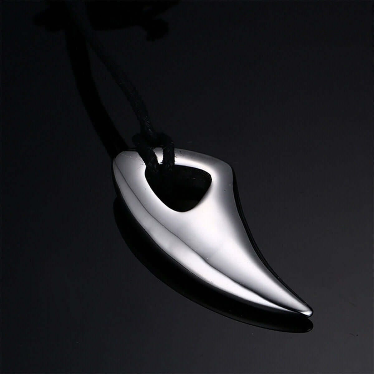 THE MEN THING Leather Necklace SPIKE EDGE - Titanium Steel Pendant with Adjustable Rope Chain for Men & Boys