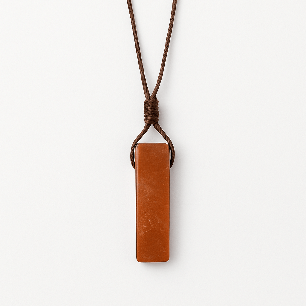 THE MEN THING Leather Necklace SUNSTONE PENDANT - Natural Crystal Pendant with Adjustable Pure Leather Cord Necklace for Men & Boys