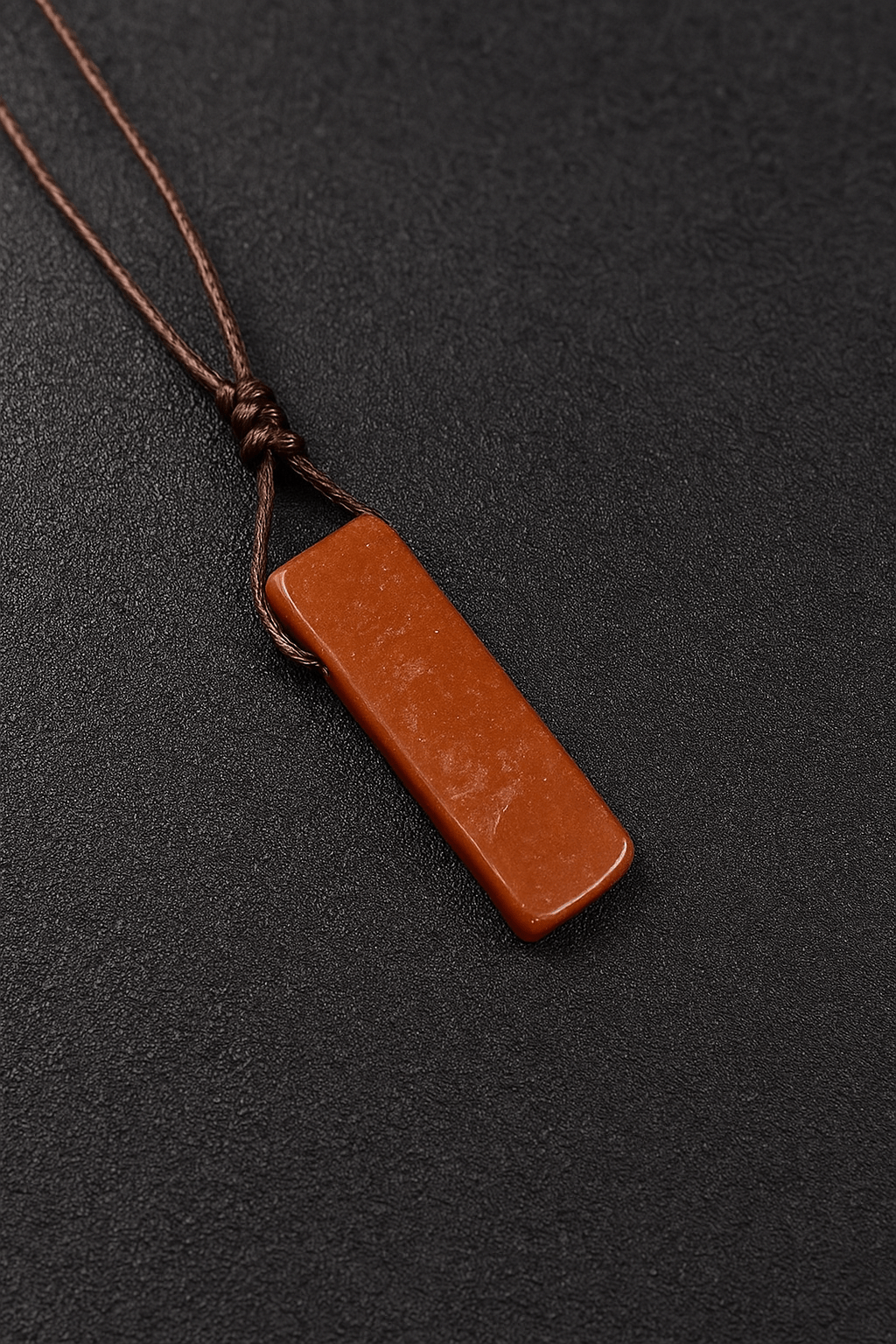 THE MEN THING Leather Necklace SUNSTONE PENDANT - Natural Crystal Pendant with Adjustable Pure Leather Cord Necklace for Men & Boys