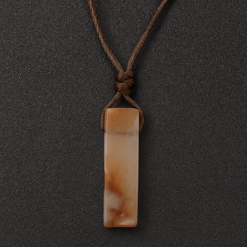 THE MEN THING Leather Necklace SUNSTONE PENDANT - Natural Crystal Pendant with Adjustable Pure Leather Cord Necklace for Men & Boys