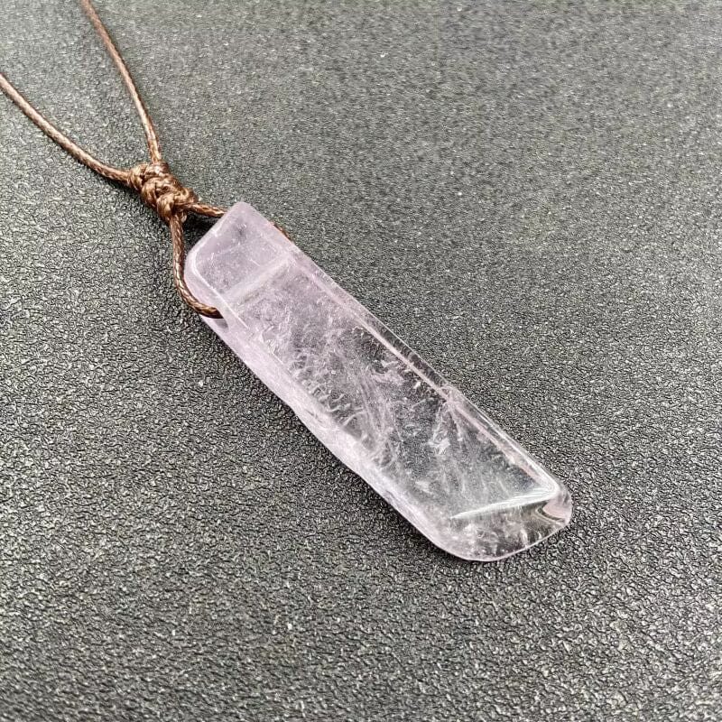 THE MEN THING Leather Necklace TWILIGHT AMETHYST - Natural Crystal Pendant with Adjustable Pure Leather Cord Necklace for Men & Boys