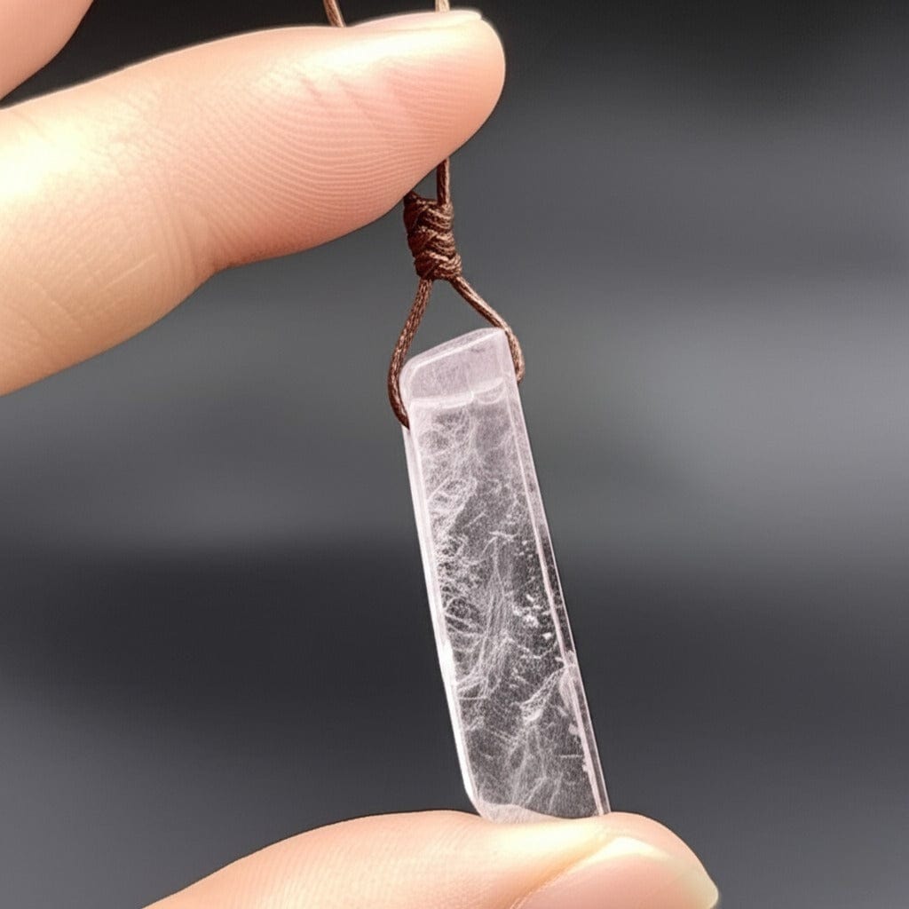 THE MEN THING Leather Necklace TWILIGHT AMETHYST - Natural Crystal Pendant with Adjustable Pure Leather Cord Necklace for Men & Boys