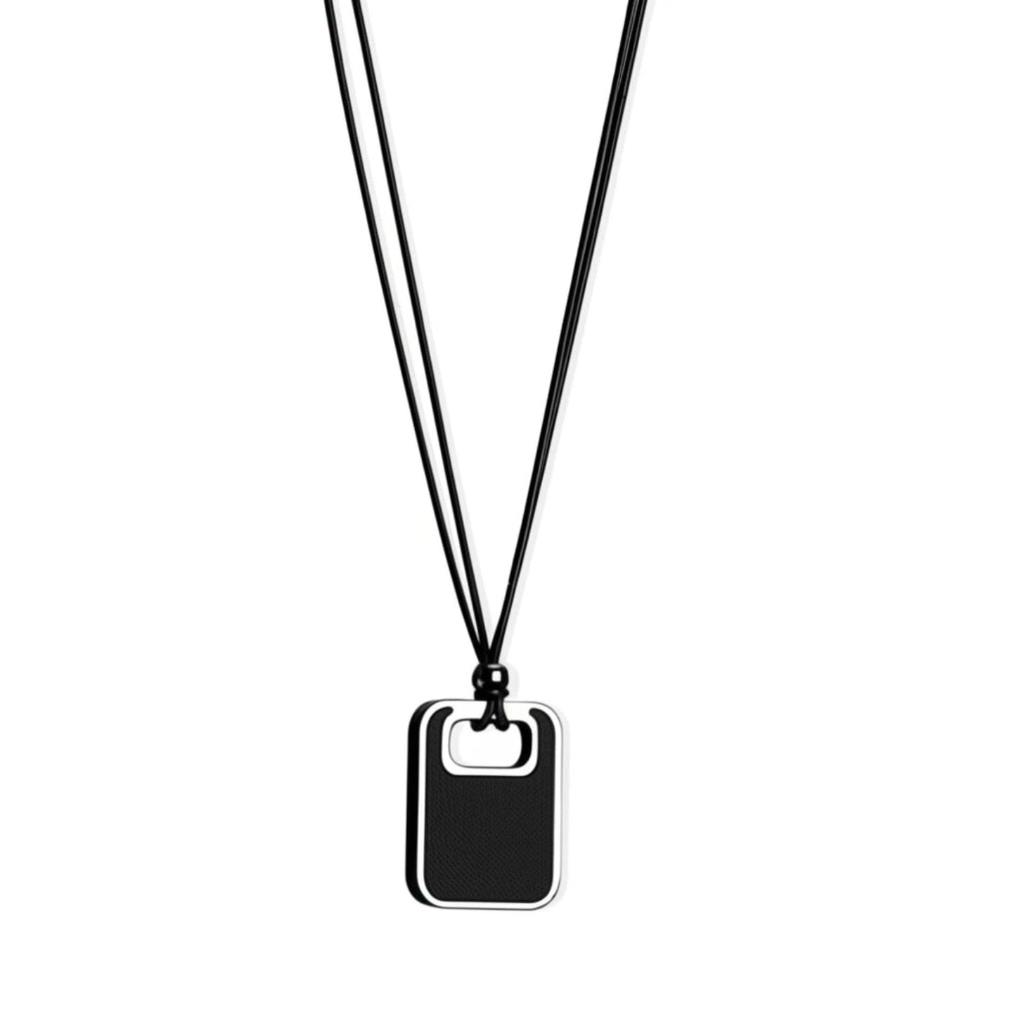 THE MEN THING Leather Necklace TWIN EMBER - Titanium Steel Pendant with Adjustable Rope Chain for Men & Boys