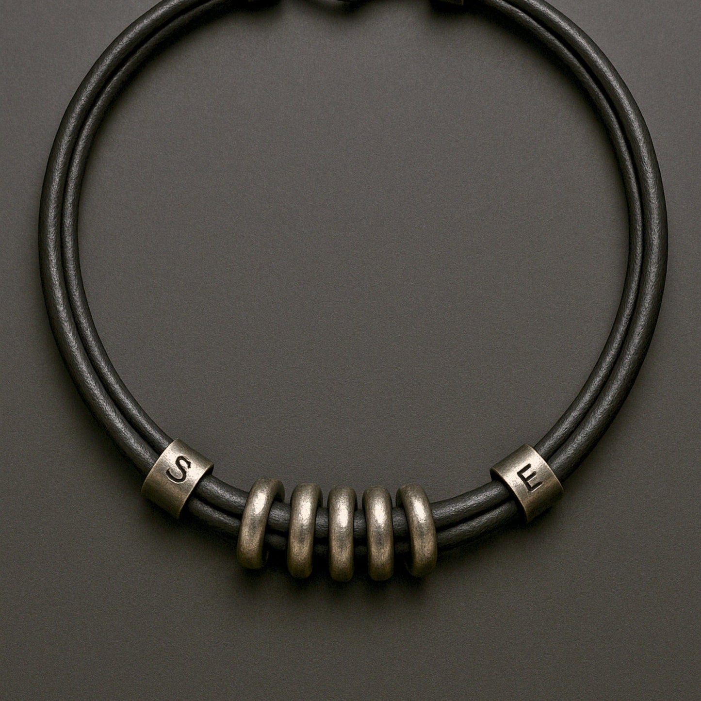 THE MEN THING Leather Necklace URBAN FORGE - Titanium Steel Pendant with Rope Chain , for Men & Boys (17inch)