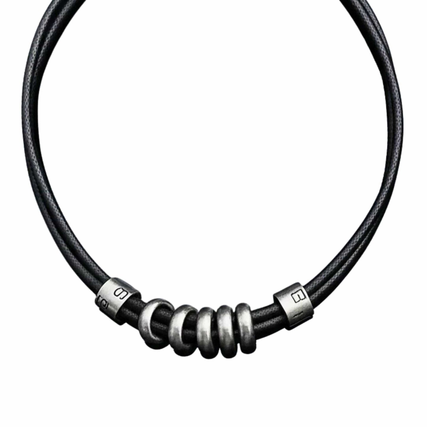 THE MEN THING Leather Necklace URBAN FORGE - Titanium Steel Pendant with Rope Chain , for Men & Boys (17inch)