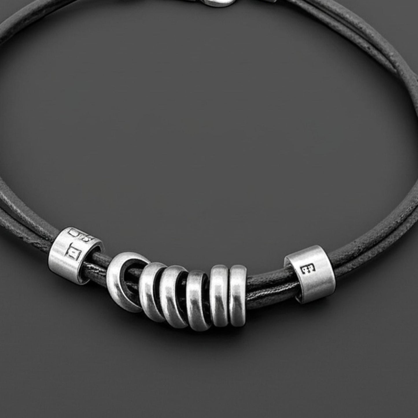 THE MEN THING Leather Necklace URBAN FORGE - Titanium Steel Pendant with Rope Chain , for Men & Boys (17inch)