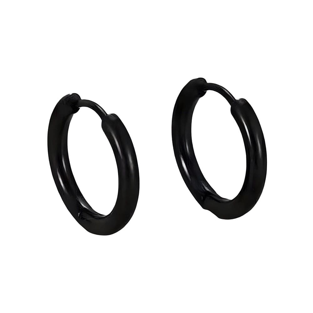 THE MEN THING Nose & Ear Ring 16mm AVOR BLACK - 16mm Titanium Steel Hoop Earrings for Men & Boys (2 Pcs)